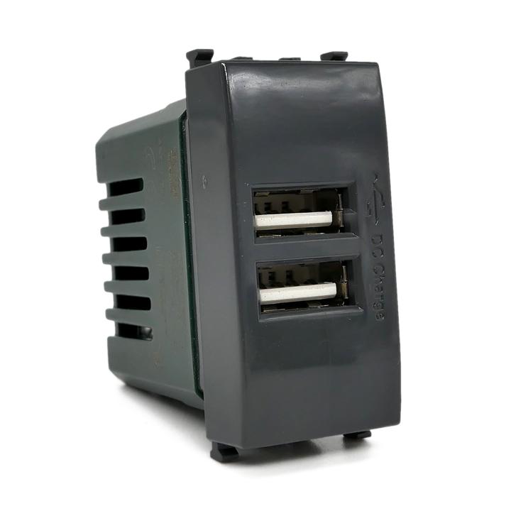 DOPPIA PRESA USB 2A 621N/VMR-PLN NERO