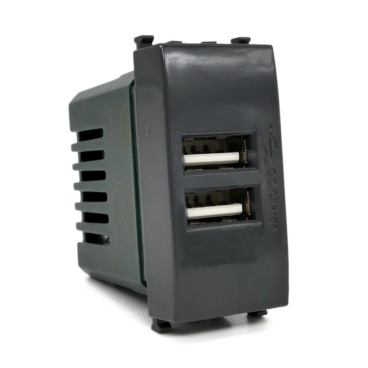 DOPPIA PRESA USB 2A 621N/VMR-PLN NERO