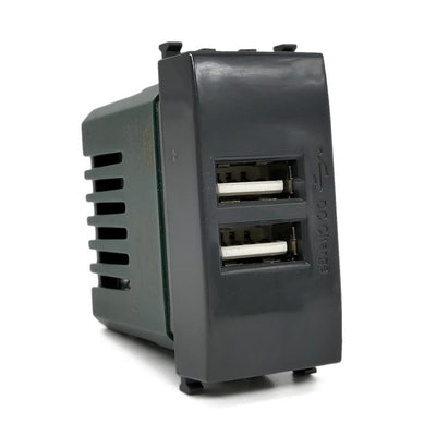 DOPPIA PRESA USB 2A 621N/VMR-PLN NERO