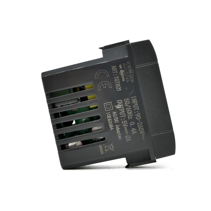 DOPPIA PRESA USB 2A 821N/INT-LGT NERO