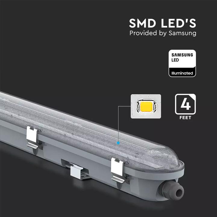 PLAFONIERA IMPERMEABILE LED SERIE M 1200MM 36W 4000K COPERTURA TRASPARENTE 120 LM/W