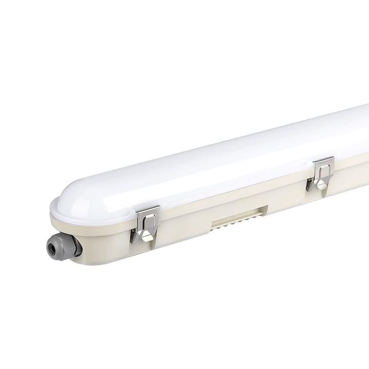 LED PLAFONIERA IMPERMEABILE M-SERIES 1200MM 36W 4000K KIT BATTERIA DI EMERGENZA INCORPORATO PC/PC SS CLIP 120 LM/W