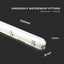 LED PLAFONIERA IMPERMEABILE M-SERIES 1200MM 36W 4000K KIT BATTERIA DI EMERGENZA INCORPORATO PC/PC SS CLIP 120 LM/W