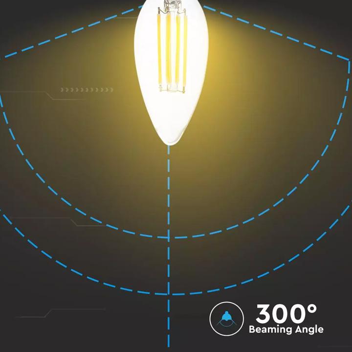 LED LAMPADINA 6W FILAMENT E14 TRASPARENTE CANDELA 4000K 130 LM/W