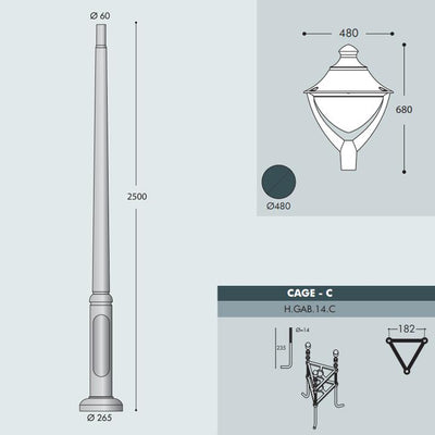 EKTOR 2,5MT + BEPPE 400 GRIGIO+ LAMPADINA LED 50W 4000K