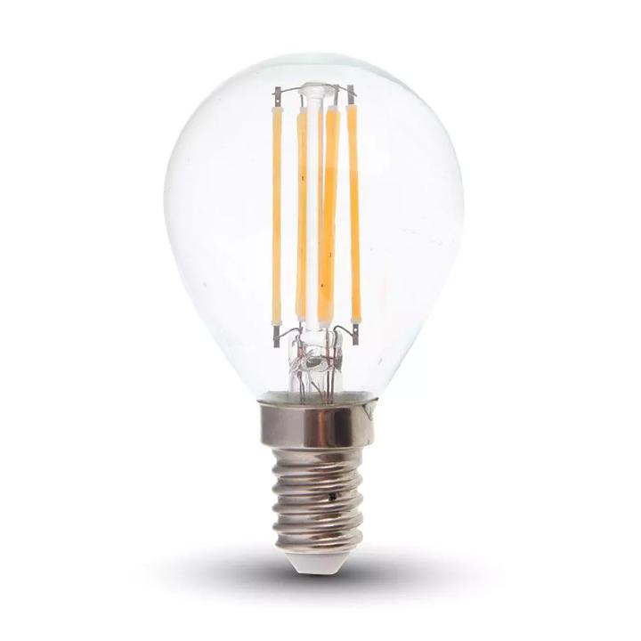 LED LAMPADINA 6W FILAMENTO E14 P45 TRASPARENTE 2700K