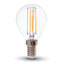 LED LAMPADINA 6W FILAMENTO E14 P45 TRASPARENTE 2700K 130LM/W