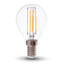LED LAMPADINA 6W FILAMENTO E14 P45 TRASPARENTE 4000K 130LM/W