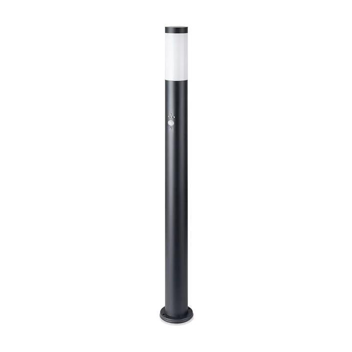 E27 PALETTO CON LAMPADA 110CM PIR SENSORE CORPO IN ACCIAIO INOX NERO IP44