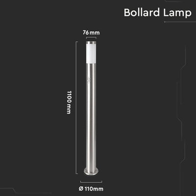 E27 PALETTO CON LAMPADA 110CM PIR SENSOR STAINLESS STEEL SATIN NICKEL IP44