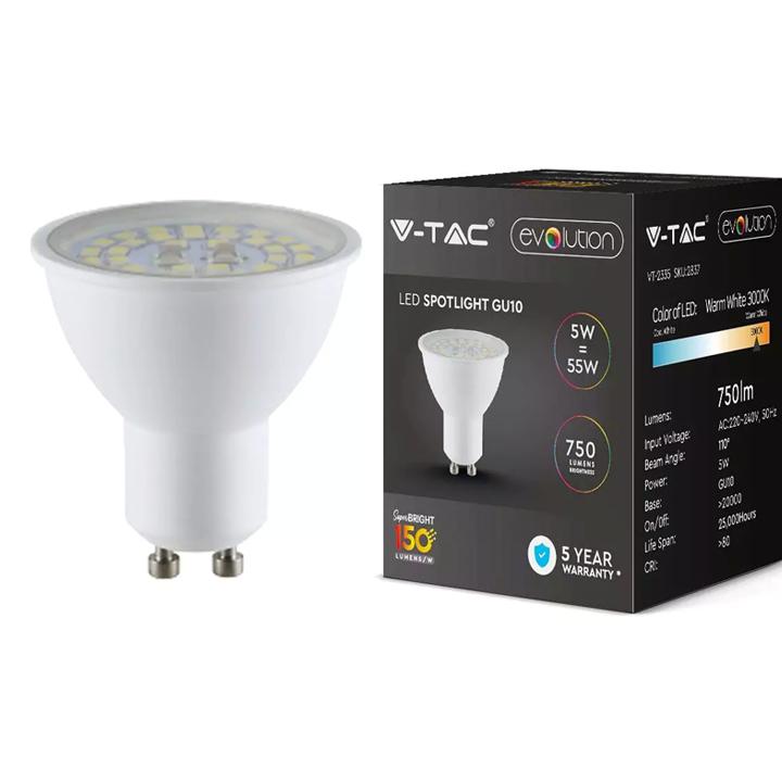 LED LAMPADINA SAMSUNG CHIP GU10 5W TRASPARENTE 3000K 110   160LM/W