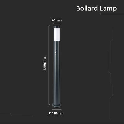 E27 PALETTO CON LAMPADA 110CM PIR SENSORE CORPO IN ACCIAIO INOX GRIGIO IP44