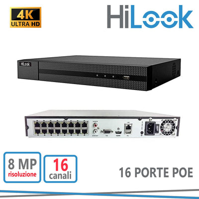 NVR 4K 16CH 1U 16POE FORMATI  VIDEO H.265 + / H.265 / H.264