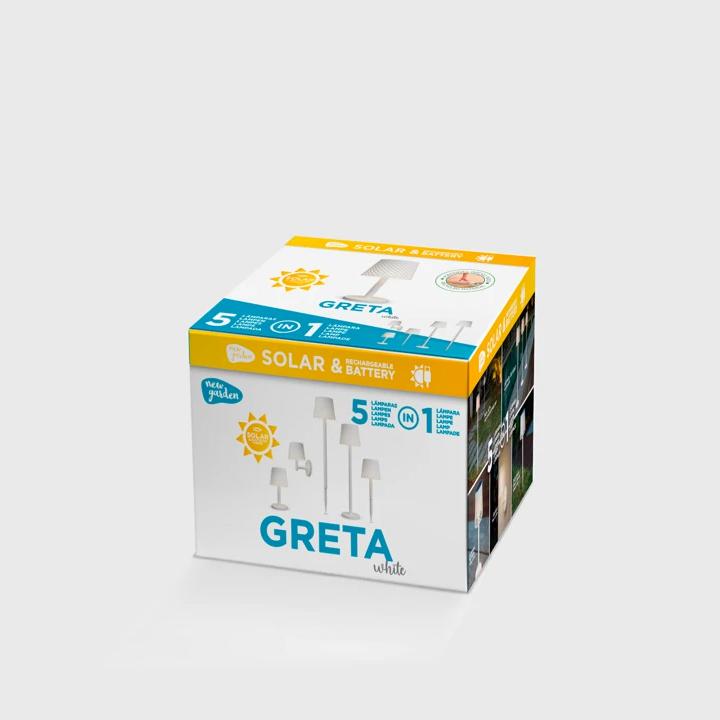 GRETA WHITE SOLAR & RECHARGEABLE 3000K 5IN1 IP44