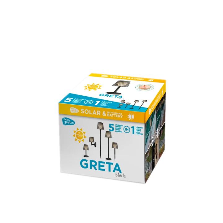 GRETA BLACK SOLAR & RECHARGEABLE 3000K 5IN1 IP44