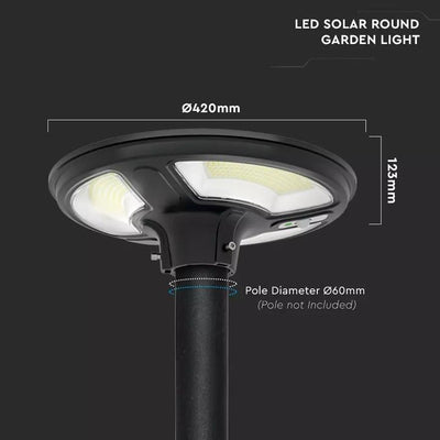 LUCE SOLARE DA GIARDINO A LED 7.5W SENSORE DI MOVIMENTO IP65 FUNZIONE TIMER TELECOMANDO 6500K
