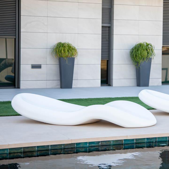 LETTINO RASA WHITE 203X80X37 CM PER PISCINE, HOTEL E BEACH