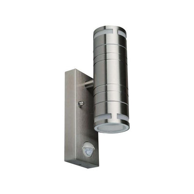 SENSORE DA PARETE GU10 CON CORPO IN ACCIAIO A 2 VIE IP44