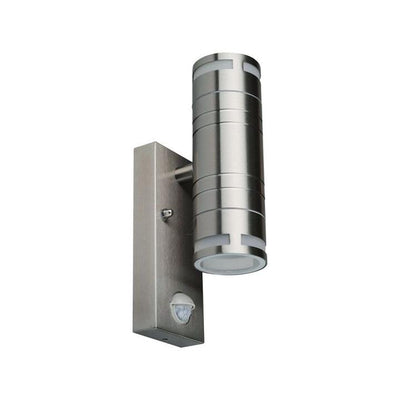SENSORE DA PARETE GU10 CON CORPO IN ACCIAIO A 2 VIE IP44