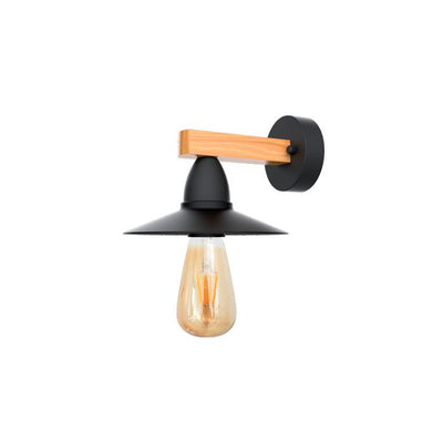 PHIL WALL LAMP 1XE27 BLACK/WOOD W:200/L:160/H:130