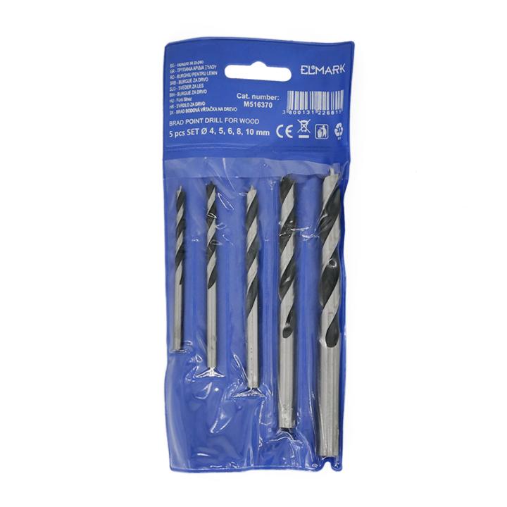 PUNTA BRAD PER LEGNO- SET 5PZ  4,5,6,8,10MM
