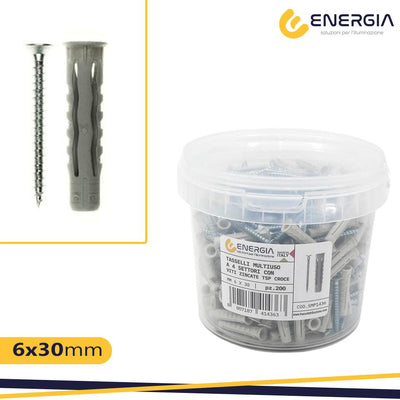 BARATTOLO 200 TASS. 6MM NYLON F4 + VITI