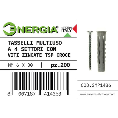 BARATTOLO 200 TASS. 6MM NYLON F4 + VITI