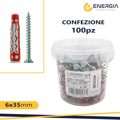BARATTOLO 100 TASS. 6MM DUOFIX NYLON + VITI