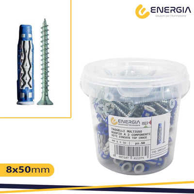 BARATTOLO 50 TASS. 8MM DUOFIX  NYLON + VITI