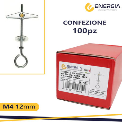 SCATOLA 100PZ TASS. ACC. 4MM   ANCORA CON VITE OCCHIO CHIUSO