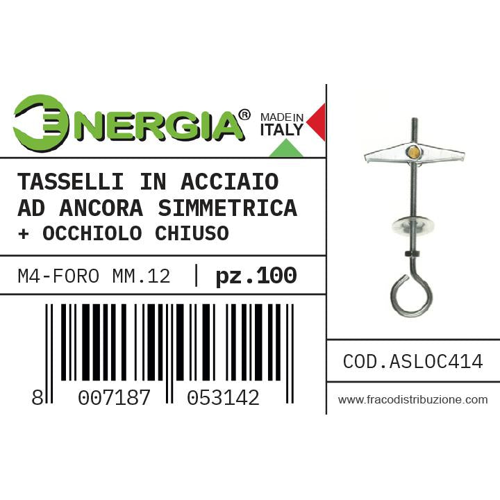 SCATOLA 100PZ TASS. ACC. 4MM   ANCORA CON VITE OCCHIO CHIUSO