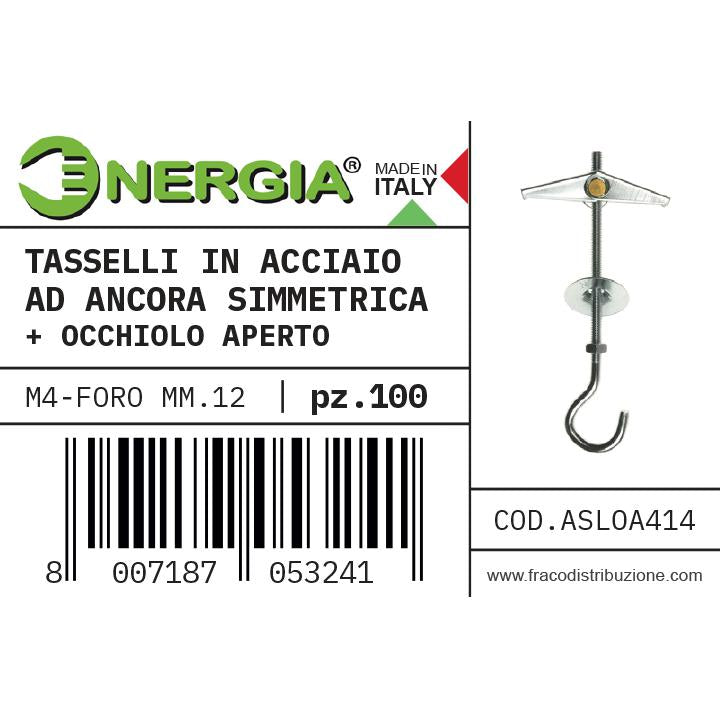 SCATOLA 100PZ TASS. ACC. 4MM   ANCORA CON VITE OCCHIO APERTO