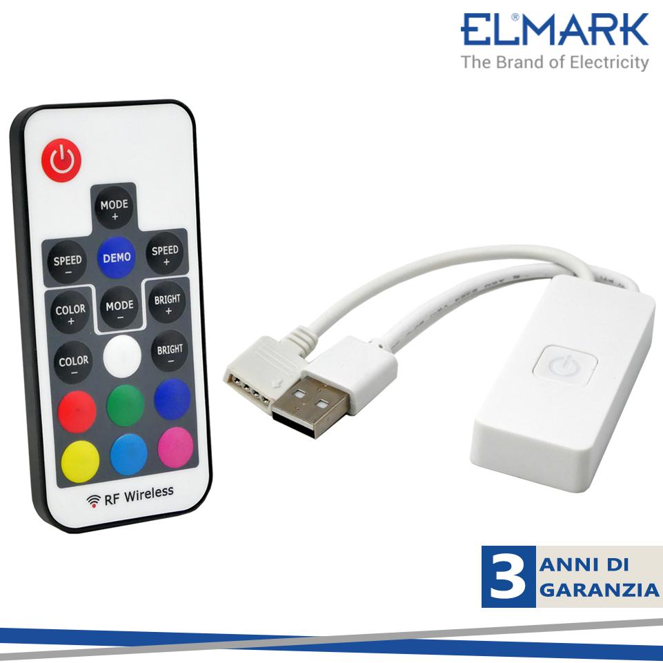 RF MINI RGB USB LED CONTROLLER CON TELECOMANDO PER STRISCIA LED 5V