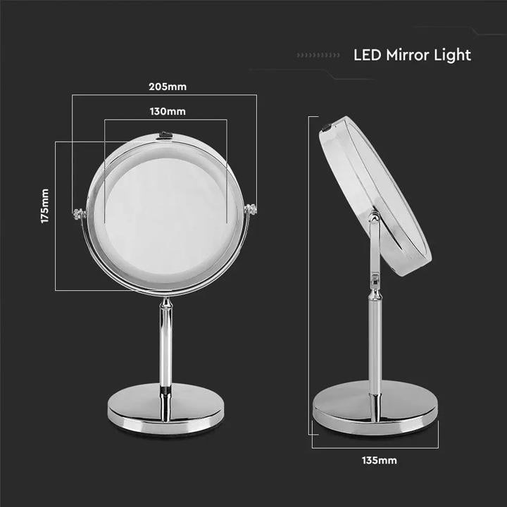 LAMPADA DA SPECCHIO A LED 3W 4 BATTERIE AA, CORPO IN NICHEL