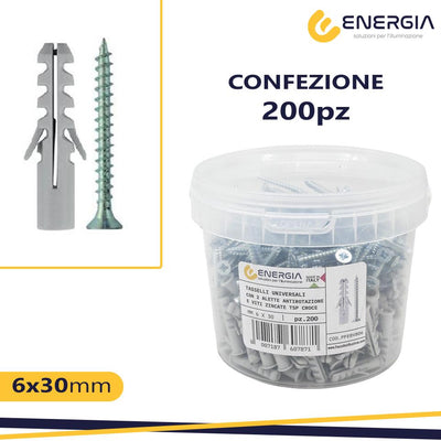 BARATTOLO 200 TASS. NYLON FE MM 6 + VITI