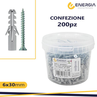 BARATTOLO 200 TASS. NYLON FE MM 6 + VITI