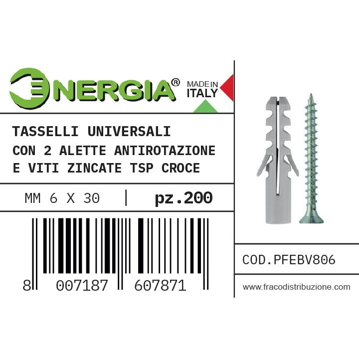 BARATTOLO 200 TASS. NYLON FE MM 6 + VITI