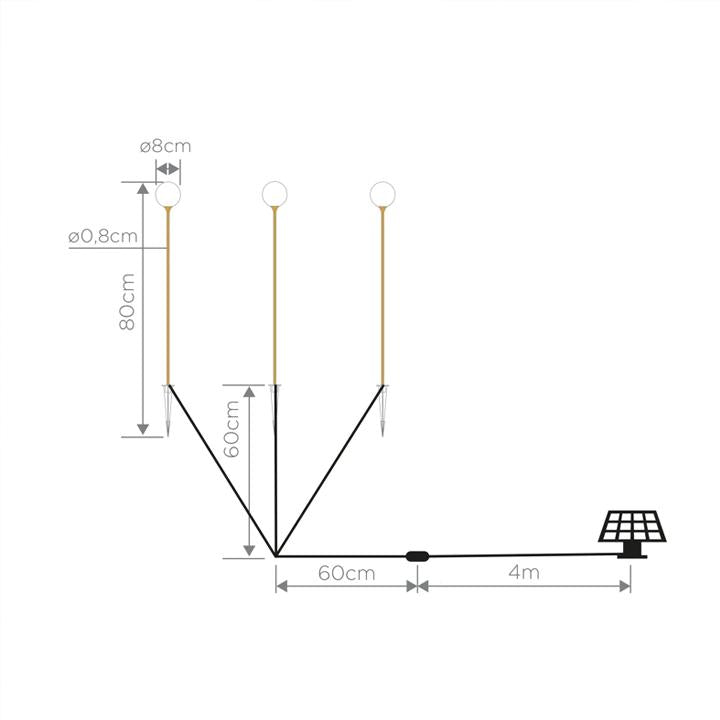 X3 BRUNA 80 BRASS COLOUR SOLAR & RECHARGEABLE BATTERY