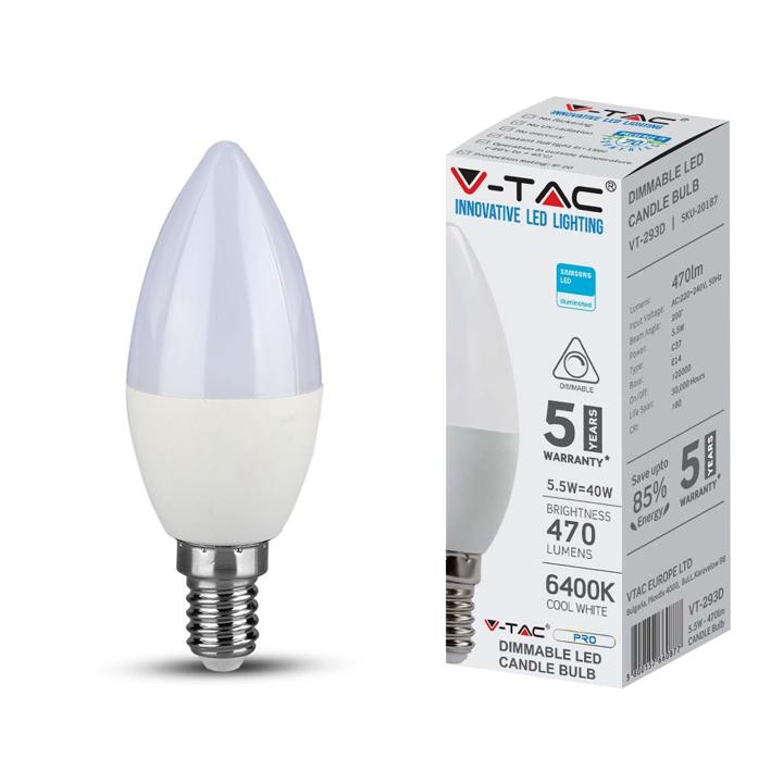 LED LAMPADINA SAMSUNG CHIP 5.5W E14 PLASTICA DIMMERABILE CANDELA 4000K