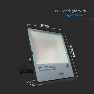 200W LED SENSORE CREPUSCOLARE PROIETTORE SAMSUNG CHIP 100 LM/W CORPO NERO 4000K