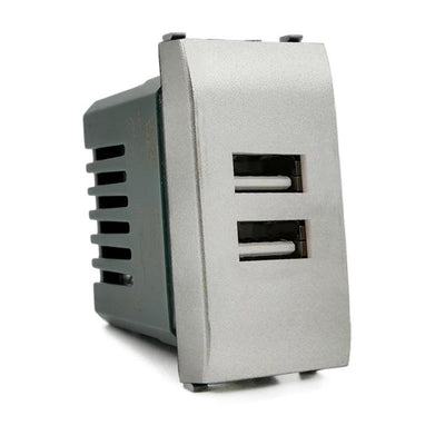 DOPPIA PRESA USB 2A T2 621A ALLUMINIO