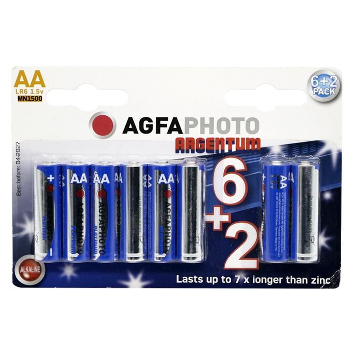 LR6 1,5V BATTERIE AA BLISTER 6+2PZ STILO ALCALINA AGFAPHOTO