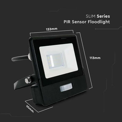 10W LED PIR SENSORE PROIETTORE SAMSUNG CHIP CORPO NERO 6400K 1M CAVO