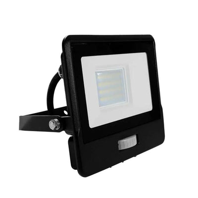 20W LED PIR SENSORE PROIETTORE SAMSUNG CHIP CORPO NERO 6400K 1M CAVO