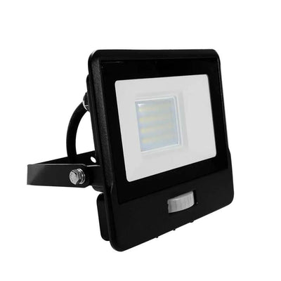 20W LED PIR SENSORE PROIETTORE SAMSUNG CHIP CORPO NERO 6400K 1M CAVO