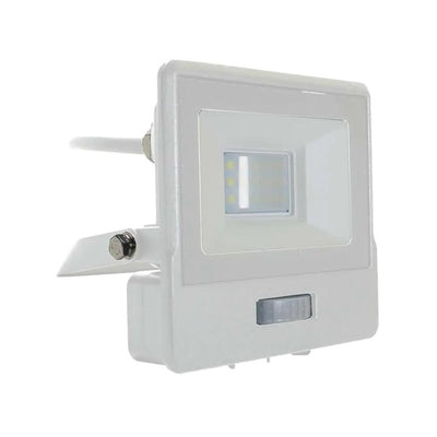 10W LED PIR SENSORE PROIETTORE SAMSUNG CORPO BIANCO  6400K 1M CAVO