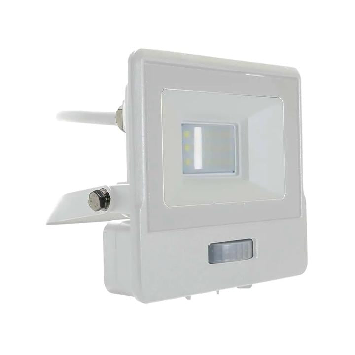 10W LED PIR SENSORE PROIETTORE SAMSUNG CORPO BIANCO  6400K 1M CAVO