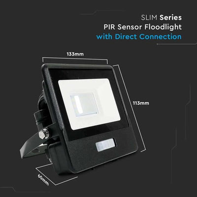 10W LED PIR SENSORE PROIETTORE SAMSUNG CHIP CORPO NERO 4000K