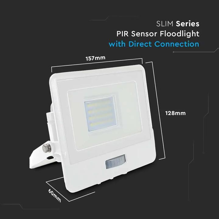 20W LED PIR SENSORE PROIETTORE SAMSUNG CORPO BIANCO  6500K