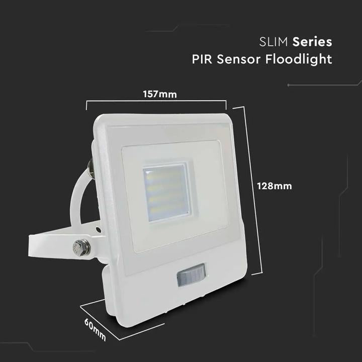 20W LED PIR SENSORE PROIETTORE SAMSUNG CORPO BIANCO  4000K 1M CAVO